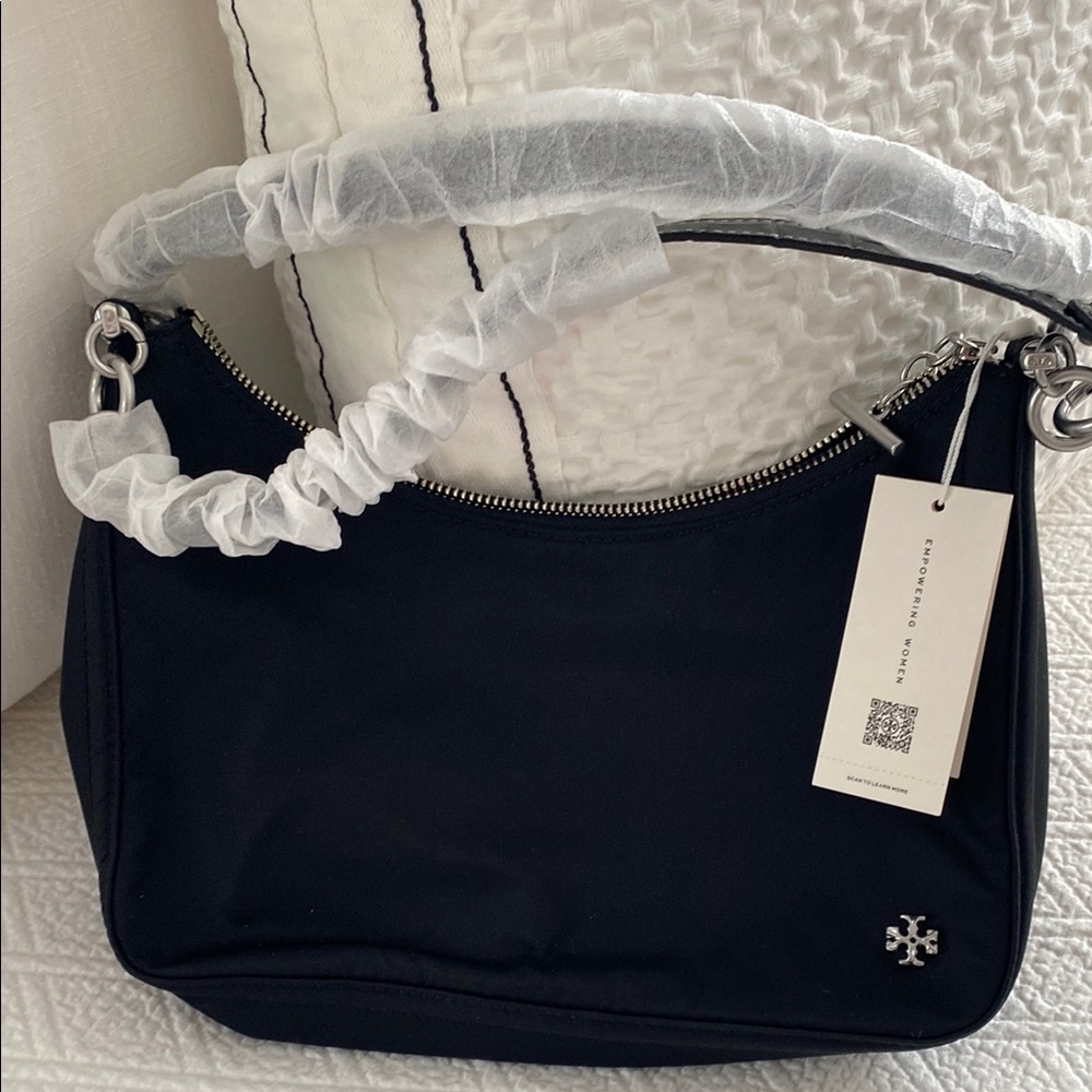 Tory Burch Black Shoulder Bag with Silver Hardware